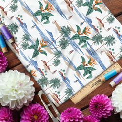 Ткань штапель маленькие тонкие пальмы и острова