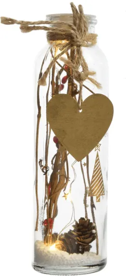 Светильник Бутыль с декором - сердце 6*21 см, 5 LED теплых белых, Kaemingk (481520/1)