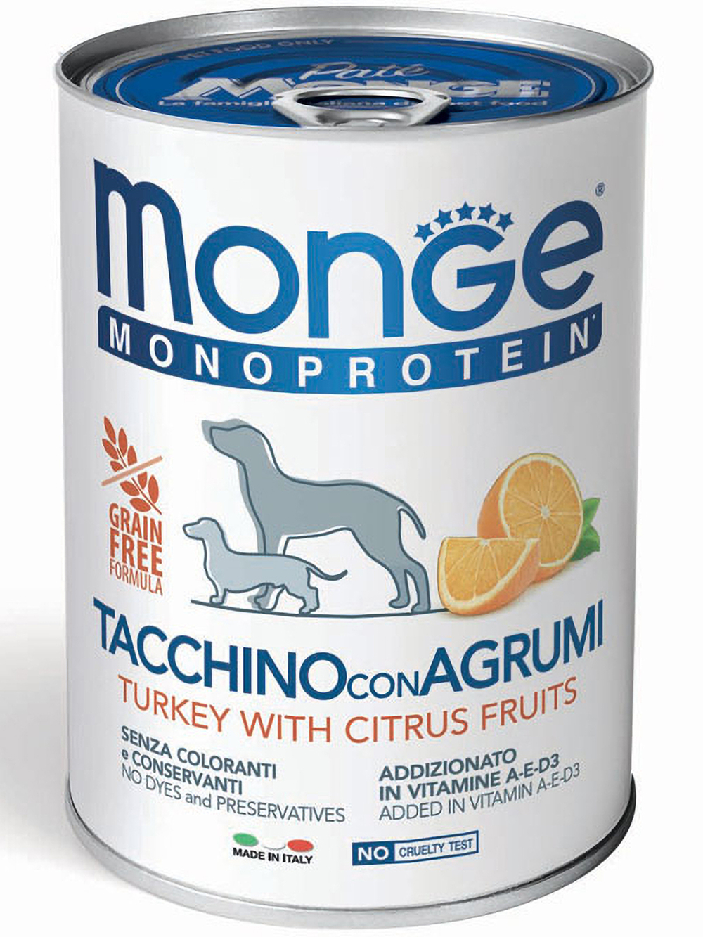 Monge Dog Monoprotein Fruits консервы для собак паштет из индейки с цитрусовыми 400г