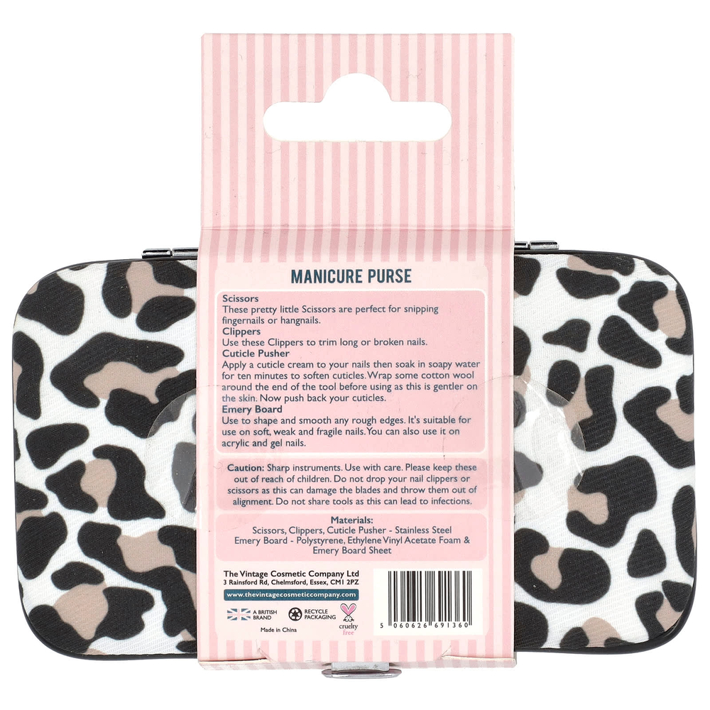 The Vintage Cosmetic Company, Кошелек для маникюра, с леопардовым принтом, 1 шт.