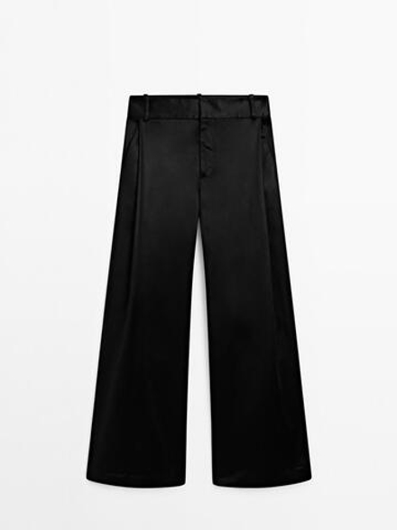 Massimo Dutti Брюки прямого кроя с яркими деталями - Studio, черный