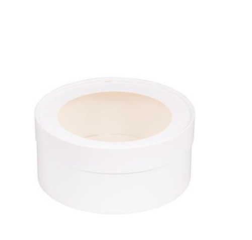 NEW! Коробка для тортов и пирожных ТУБУС с прозрачной крышкой диам.240мм выс.100мм, (белая) 25 шт/кор