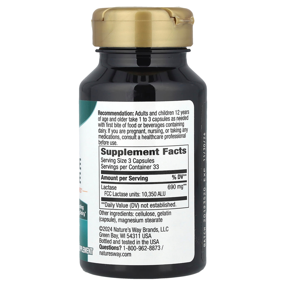 Nature's Way, Lactose Defense, добавка для расщепления лактозы, 100 капсул (230 мг в 1 капсуле)