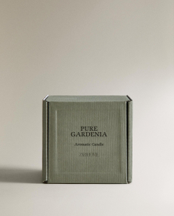 Zara Home Свеча ароматическая PURE GARDENIA 150 г, растительный воск, аромат цветочный, Белый