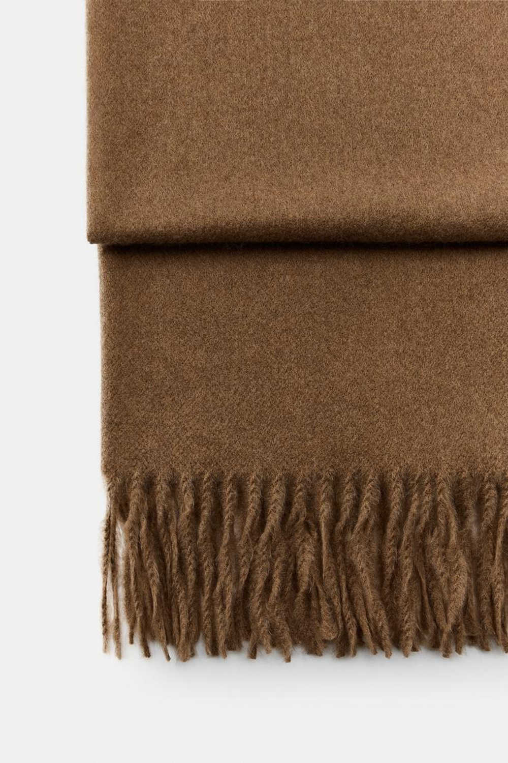 ZARA ОДНОТОННЫЙ ПЛАТОК С БАХРОМОЙ, РЫЖЕВАТО-КОРИЧНЕВЫЙ