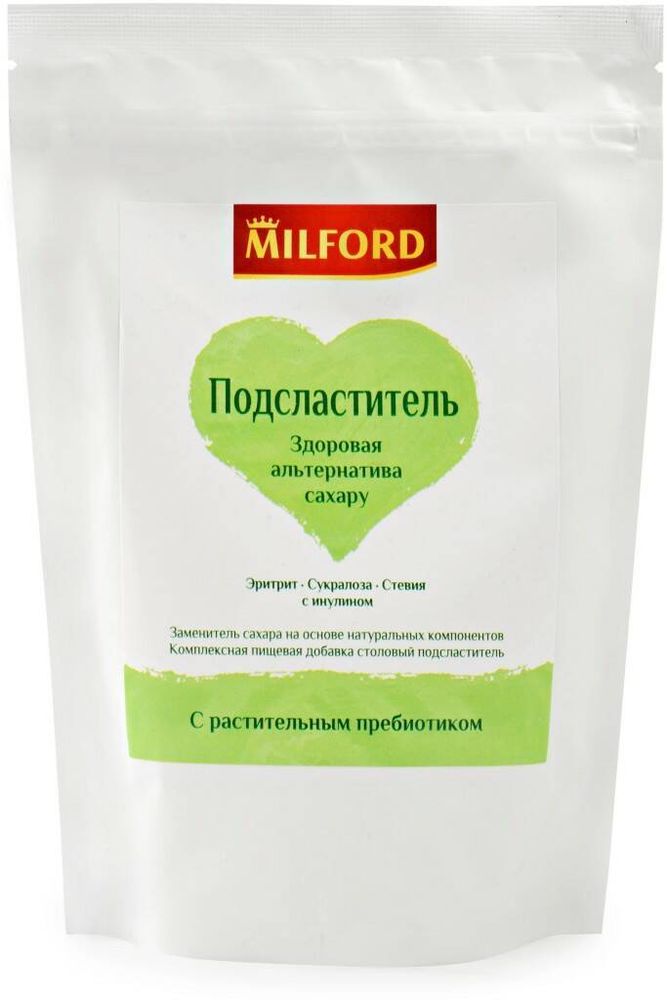 Сахарозаменитель MILFORD Эритрит-Сукралоза-Стевия c инулином 300 г, 2 шт