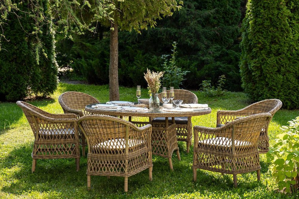 "Эспрессо-150 S" обеденная группа плетеная, цвет соломенный