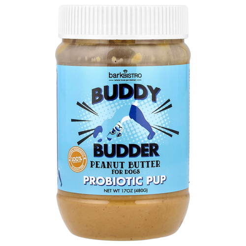 Bark Bistro, Buddy Budder, пробиотик для собак, с арахисовой пастой, лук Wow и голубика, 480 г (17 унций)