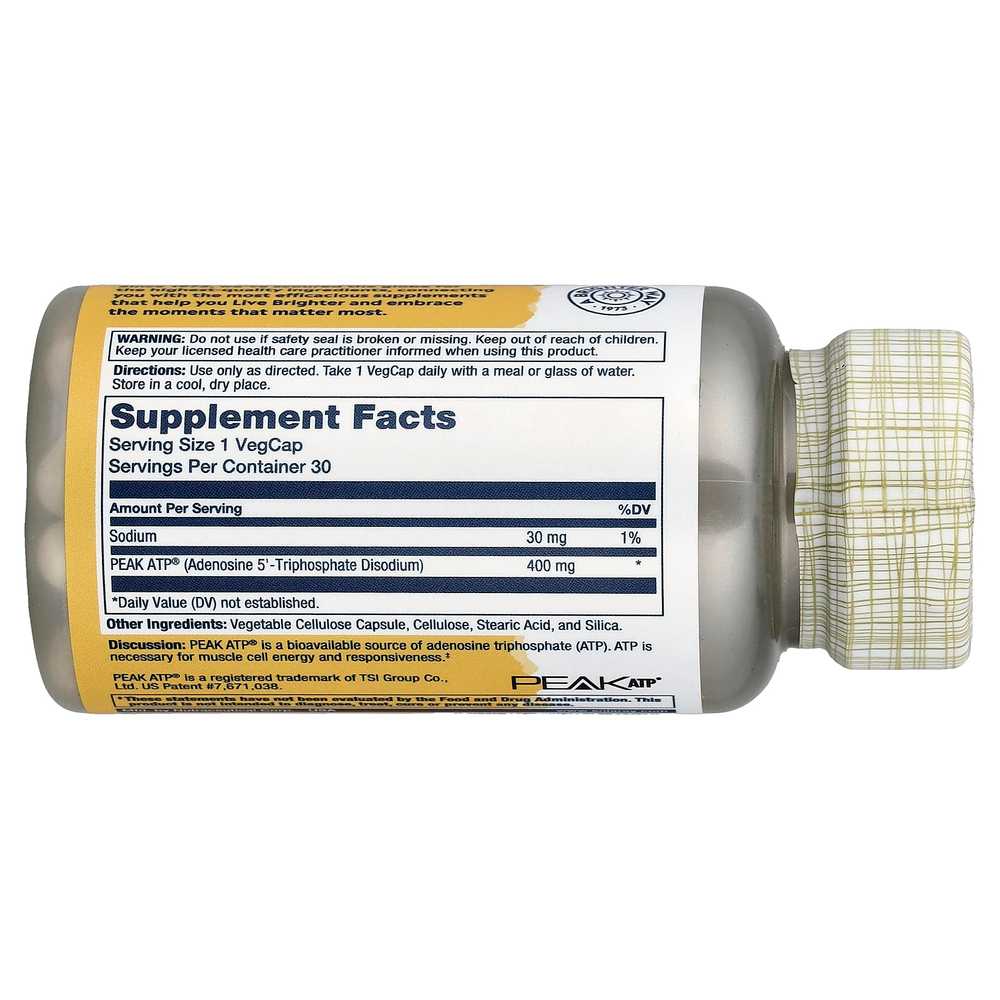 Solaray, Peak ATP®, 400 мг, 30 вегетарианских капсул