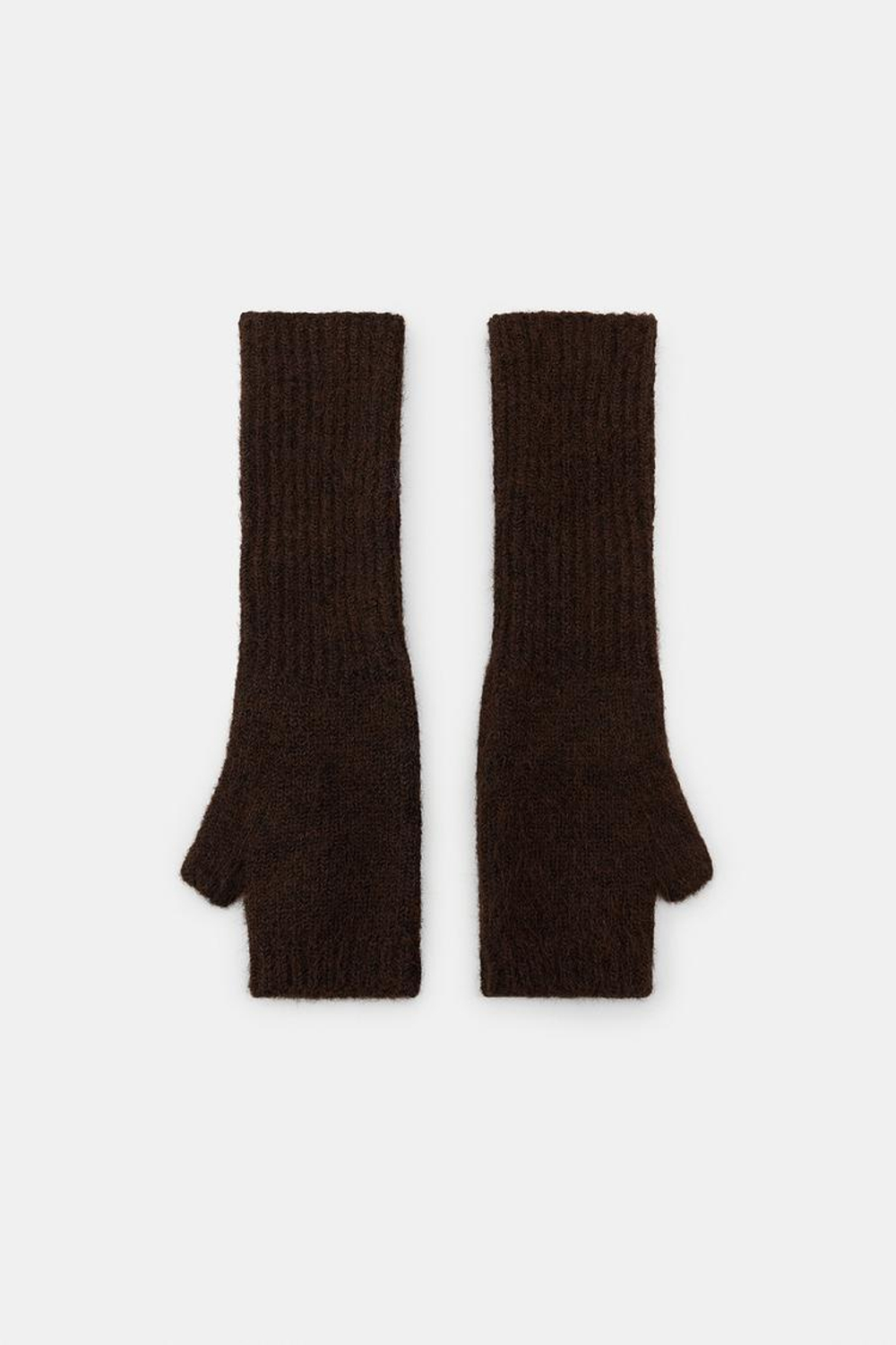 ZARA МИТЕНКИ С ВЫШИВКОЙ В ВИДЕ ЦВЕТОВ, КОРИЧНЕВЫЙ