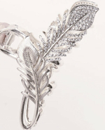 Заколка-краб для волос "Перо" Цвет серебро.