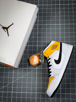 AIR JORDAN 1 MID PERFORATED WHITE/BLACK-UNIVERSITY GOLD