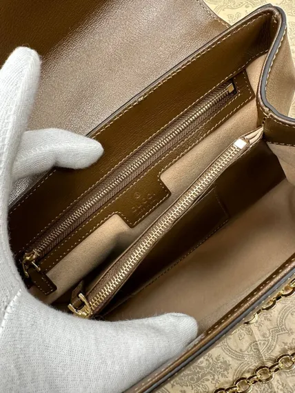 Женская мини-сумка Gucci Horsebit 1955 коричневый