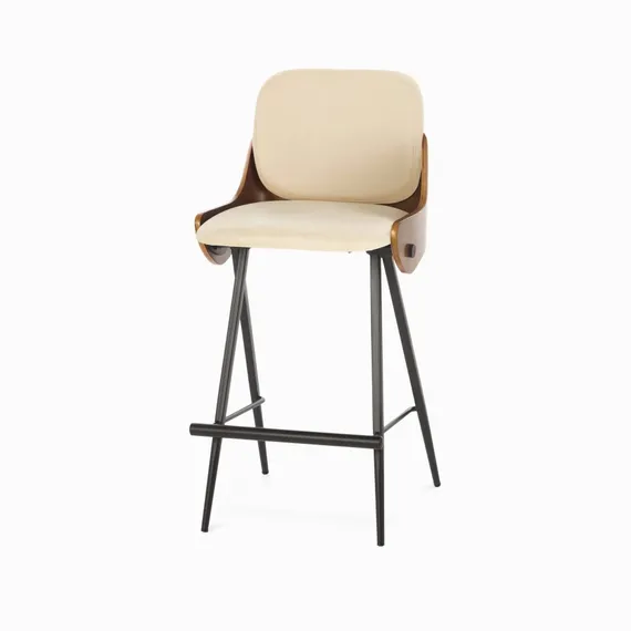 Полубарный стул Dune 65 см, бежевая экокожа, спинка орех