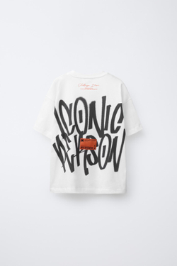 ZARA ФУТБОЛКА С ПРИНТОМ «ГРАФФИТИ», БЕЛЫЙ