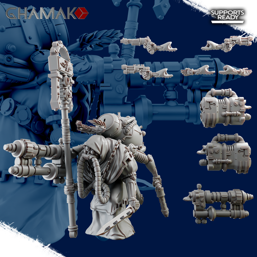 Adeptus Mechanicus Tech-Priest Техножрец №1 миниатюра для dnd, днд, pathfinder, фентези, Настольная игра, НРИ, Варгейм, РПГ