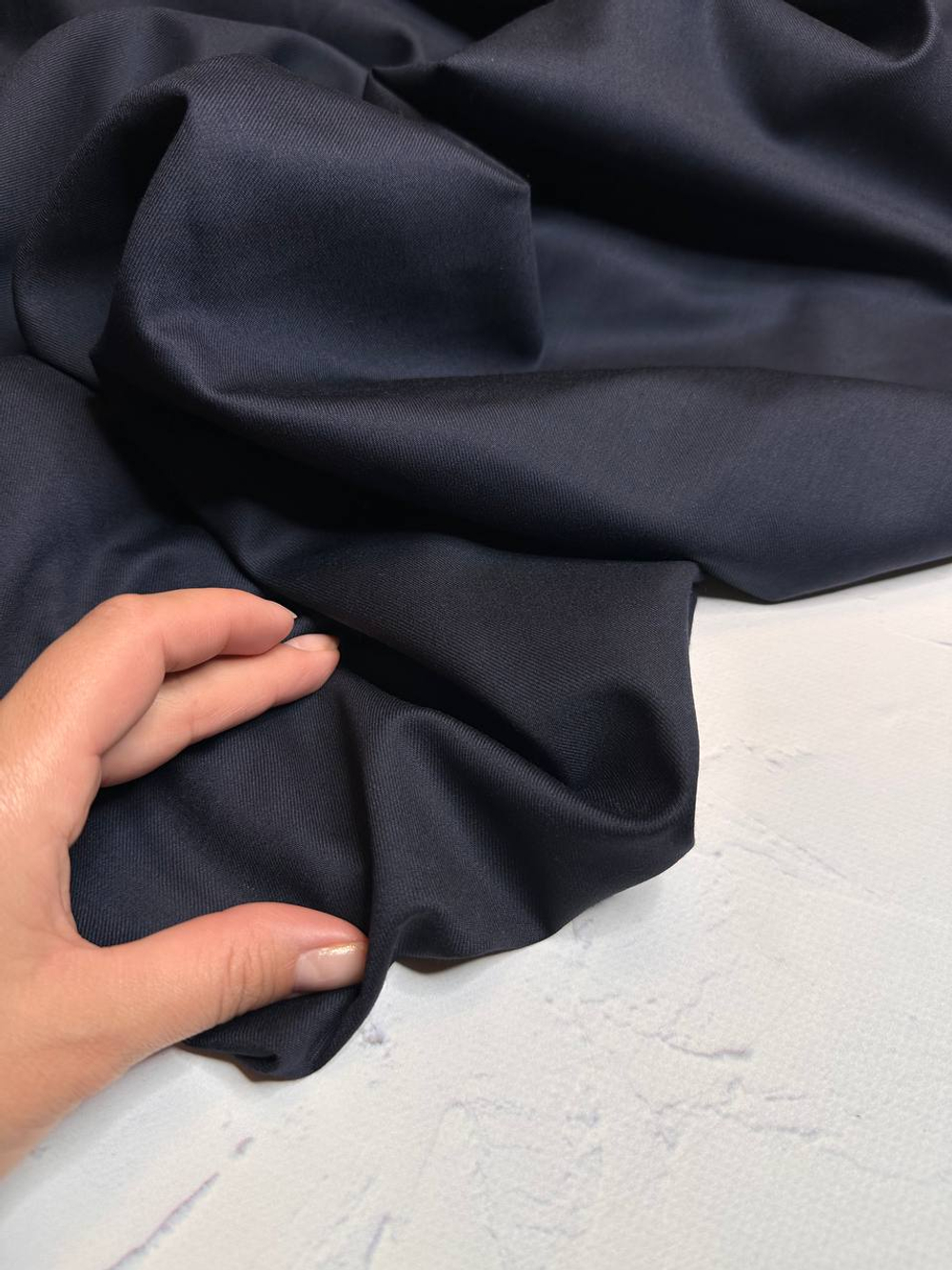 Костюмно-плательная однотонная фланелевая шерсть (Marzotto, 100%шерсть, Полуночный индиго, 148, 290 гр/м2)