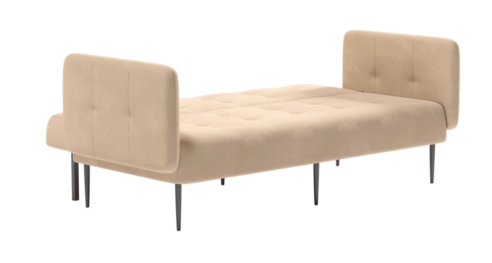 Monaco диван-кровать прямой с подлокотниками, трехместный, велюр бежевый Velutto 04
