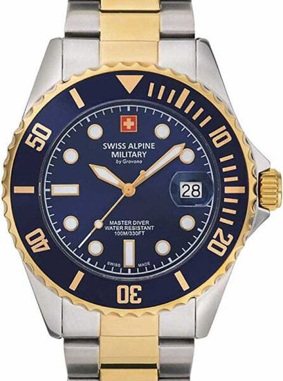 С браслетом Мужские кварцевые водонепроницаемые часы Swiss Alpine Military Swiss Apline Military 7053.1145 diver 42mm 10ATM