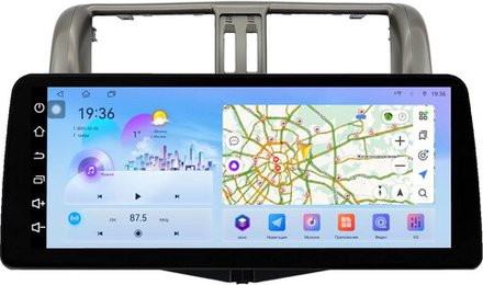 Магнитола для Toyota Land Cruiser Prado 150 2009-2013 (взамен 7" навигации) - FarCar монитор 12.3" 2K QLED на Android 14, TS10, CarPlay, 4G SIM-слот