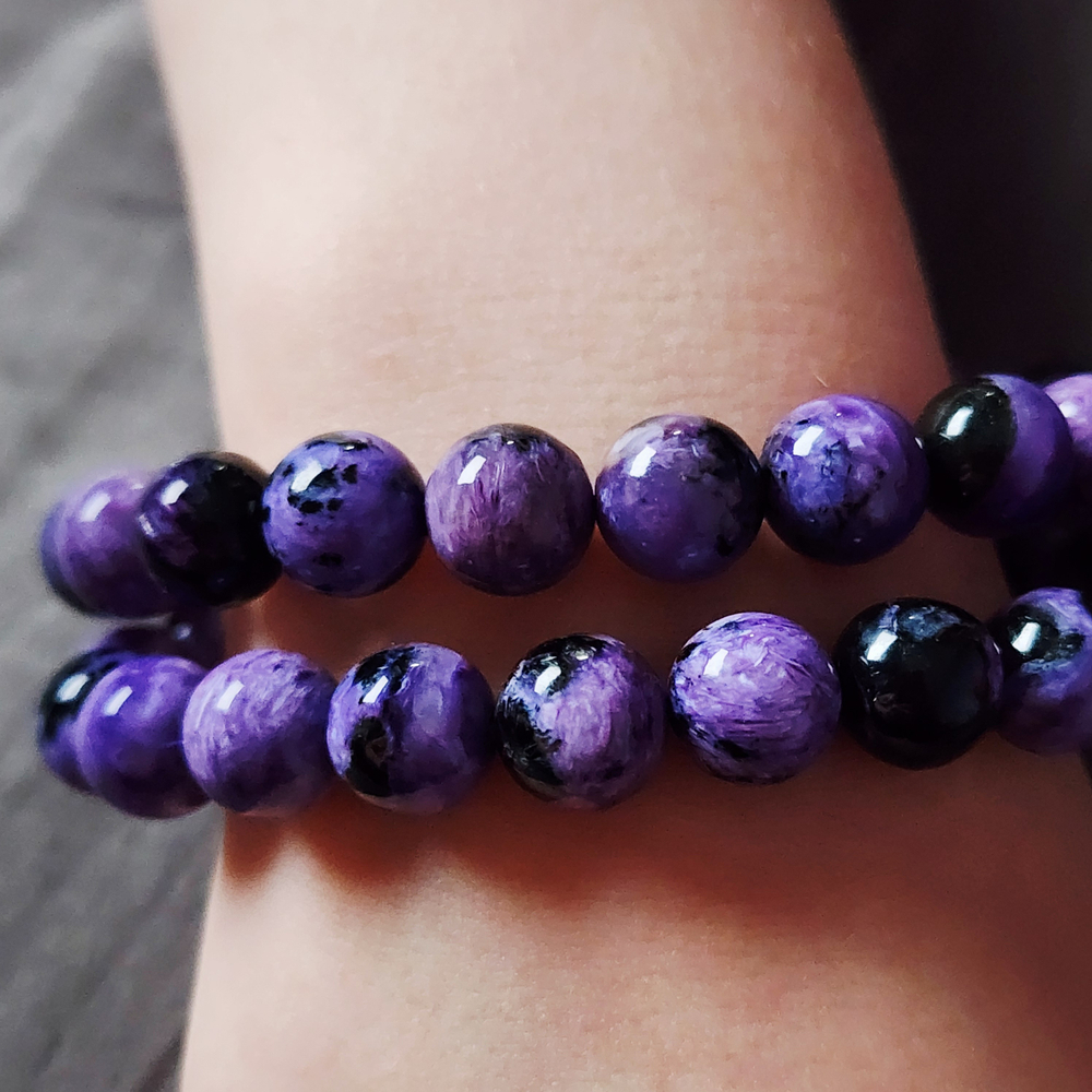 Чароит натуральный, крупная бусина 9.8 - 9.9мм, яркий, штучно