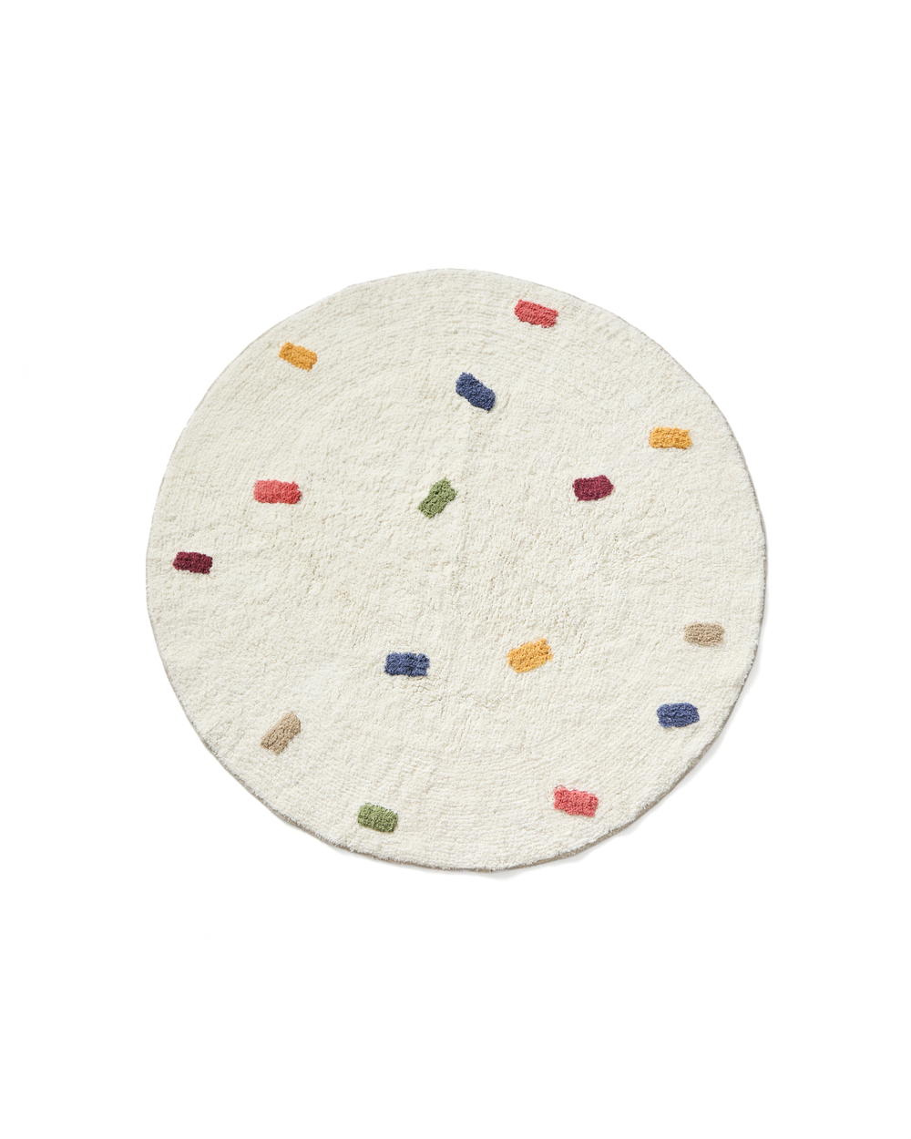 Круглый ковер Epifania из белого хлопка с разноцветными точками, Ø 100 см