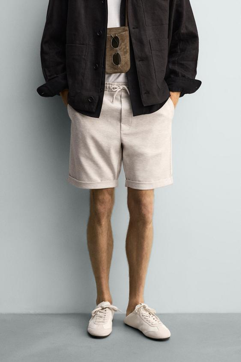ZARA ШОРТЫ REGULAR FIT COMFORT, ЭКРЮ МЕЛАНЖ