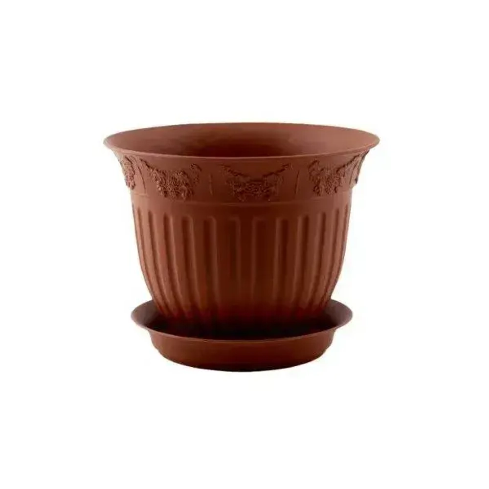 Горшок Виноград, D 16, 1 л, терракотовый с поддоном