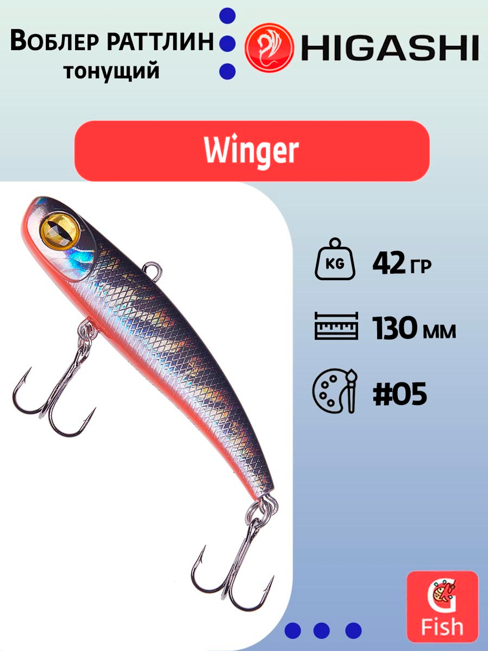 Раттлин HIGASHI Winger 130mm 42g #03