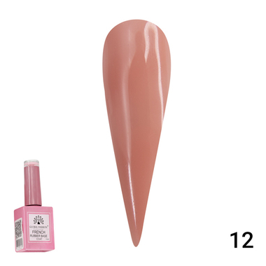 Каучуковая база для гель лака френч, Rubber Base Coat French, 15 мл., Global Fashion 12