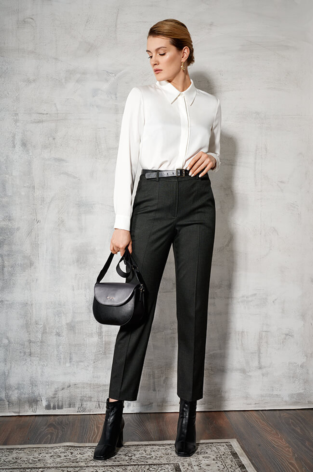 3861 Брюки женские (графитовый жаккард)