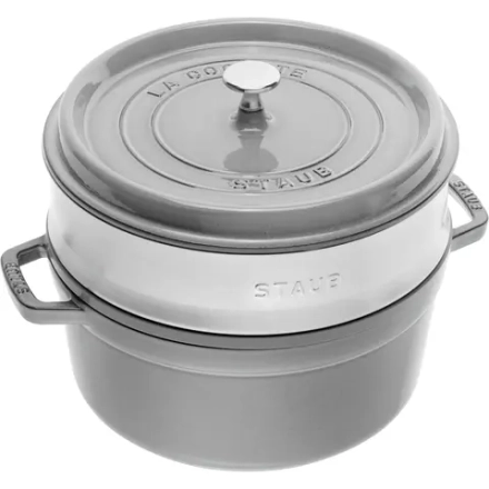 STAUB Чугунная кастрюля Cocotte 24 см 3,8 л со вставкой-пароваркой графит EAN 3272340053535
