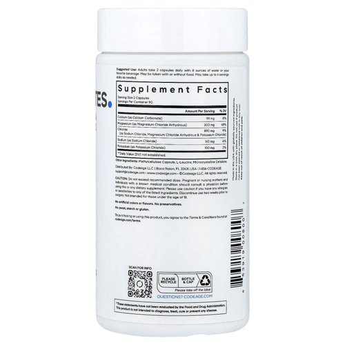 Codeage, кетоэлектролиты, 180 растительных капсул