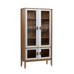 Шкаф для посуды «Бридж» широкий с 4-мя стеклянными дверями браун/белый лак