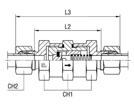 Клапан обратный с наружной резьбой DS20 BSP 3/4" выпускной (в сборе)