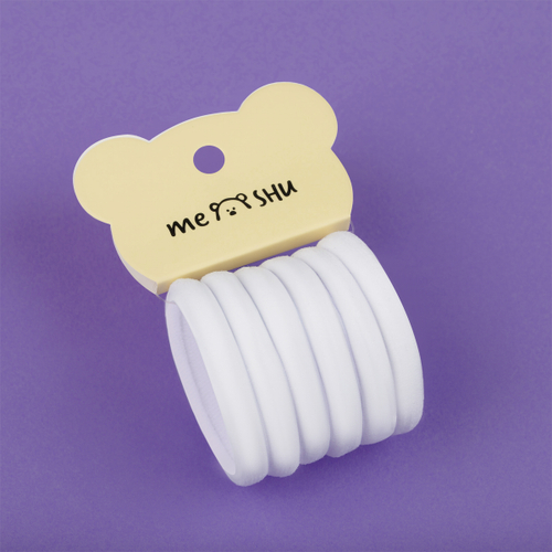 Резинки для волос MESHU "Essence thin", белые, 6шт., диаметр 4см, европодвес MS_60542