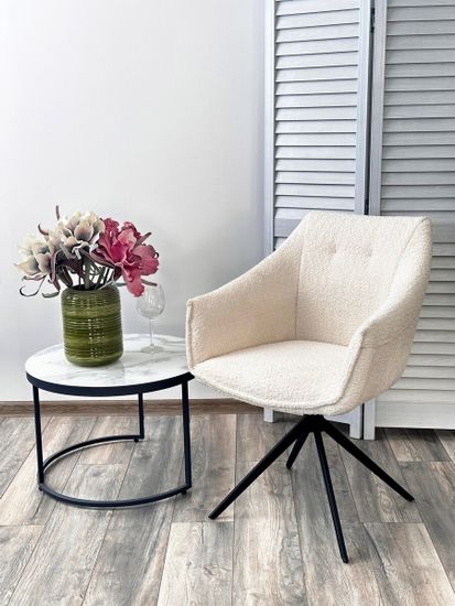 Стул CLOUDS 360 град. поворот. Белый Wales 101, букле/ черный каркас