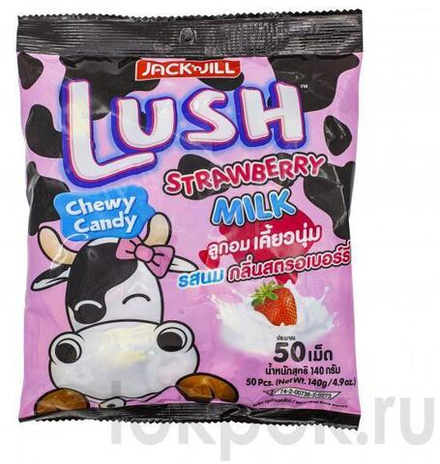 Жевательные конфеты со вкусом клубники и молока Lush, 140 гр