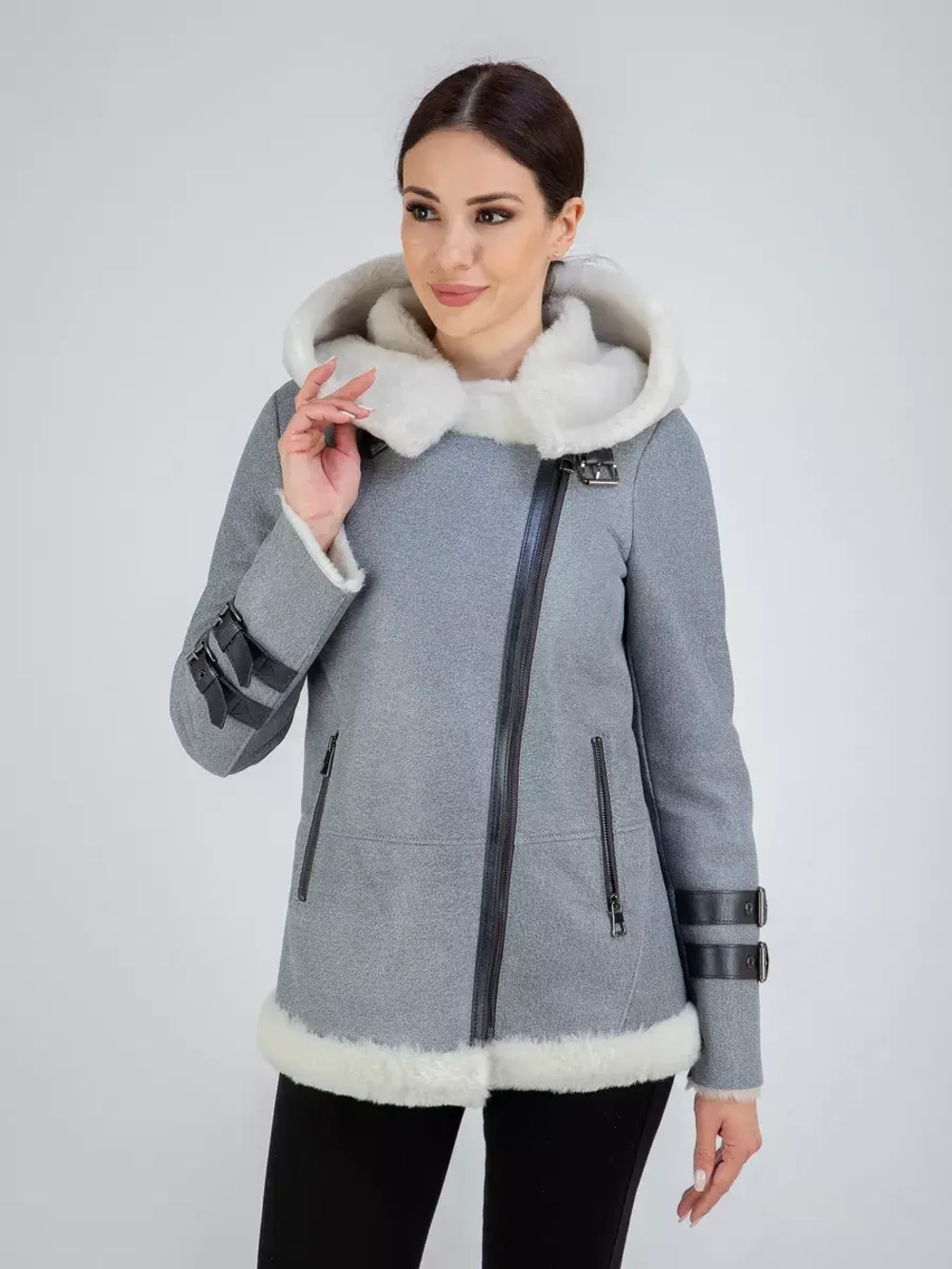 Дубленка авиатор натуральная с капюшоном