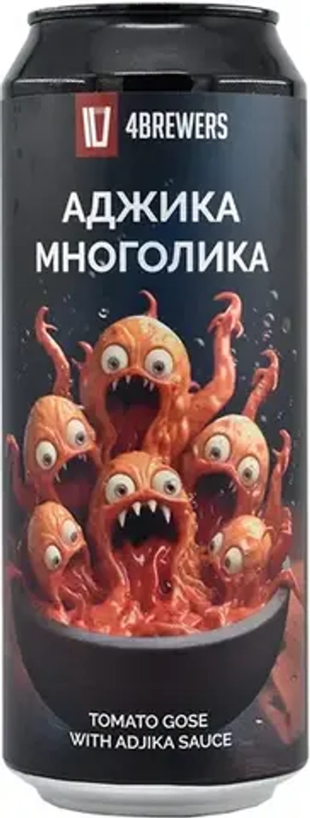 Пиво Четыре пивовара Аджика многолика / 4BREWERS Adzhika Mnogolika 0.45 - банка