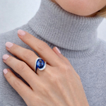 Кольцо с Сапфиром и Бриллиантами, Эмаль, R0123-1/1