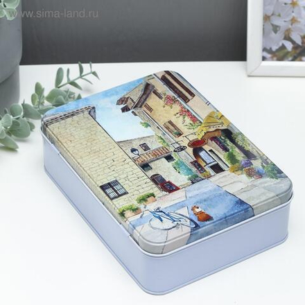 Шкатулка металл прямоугольная "Старинная улочка" 5,5х13,8х19,4 см 5352423