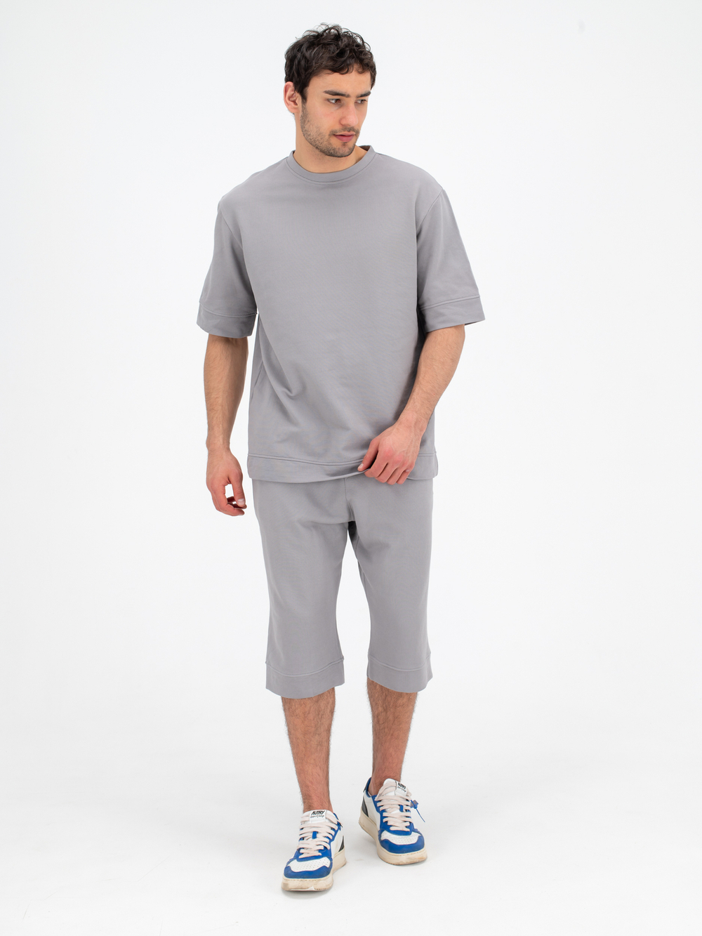 Костюм хлопковый с шортами. Грей
