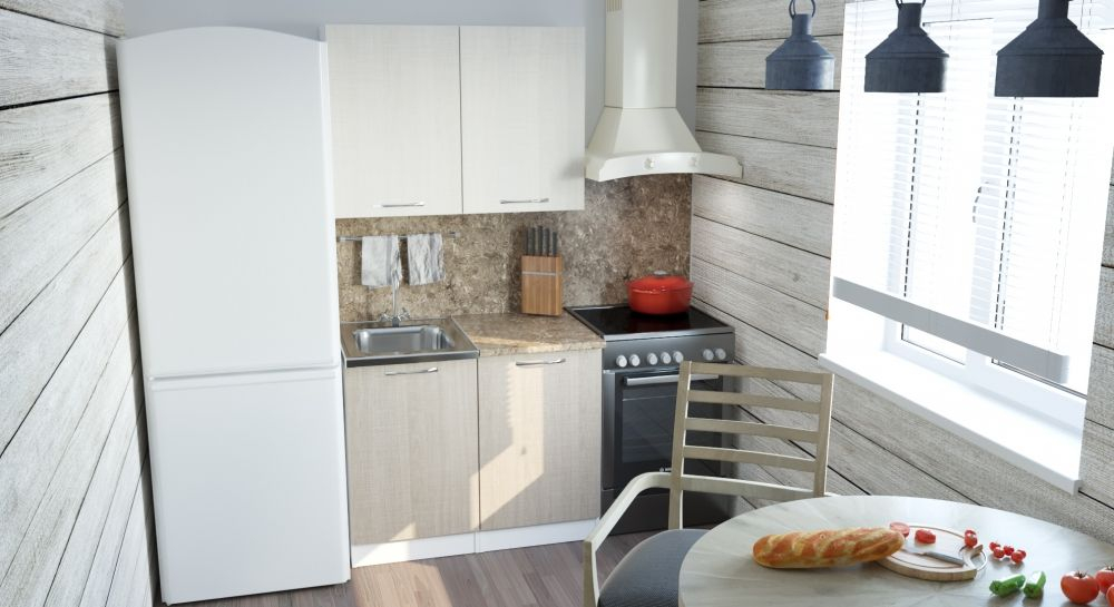 Кухонный гарнитур Ольга мини 1 1000 мм (Латте/Карамель/Белый, Аламбра темная)