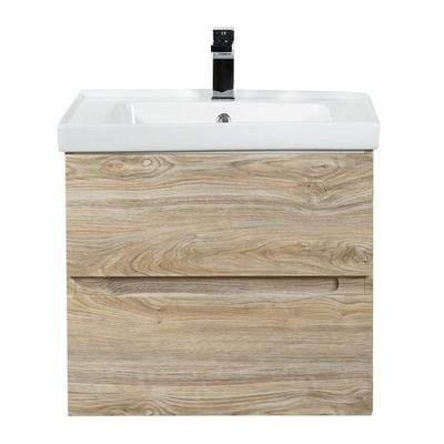 TECHNO База под раковину подвесная с двумя выкатными ящиками, Дуб мелфорд AM-Techno-600-2C-SO-LW823