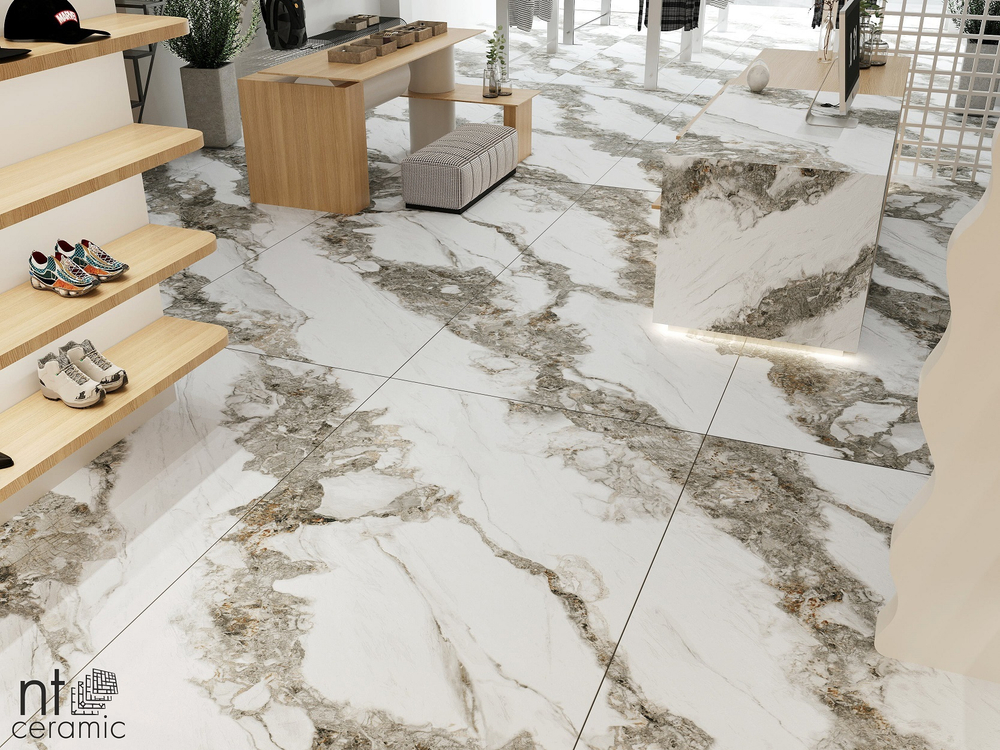 NT CERAMIC. Керамогранит Atlas Home Bianco Struttura 270*120 Лаппатированный