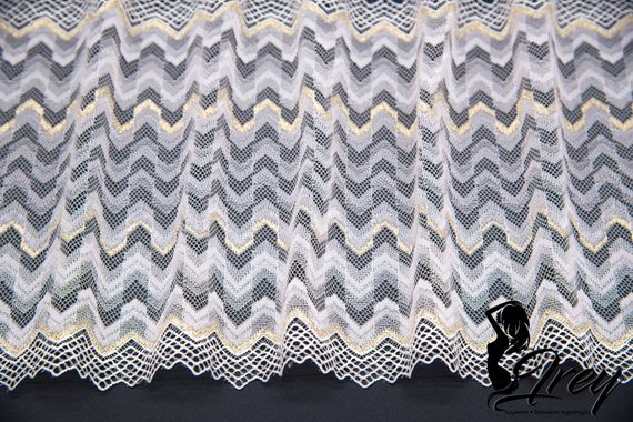 268 ОПТ Кружево эластичное 19 см, Италия, пудра/золото