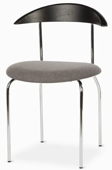 Обеденный стул Dina металлический каркас, сиденье серая ткань, спинка из дерева