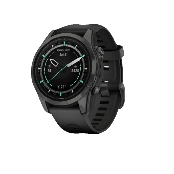 Garmin epix Pro (Gen 2) Sapphire Edition 42 мм, титановый, угольно-серый, DLC, черный ремешок