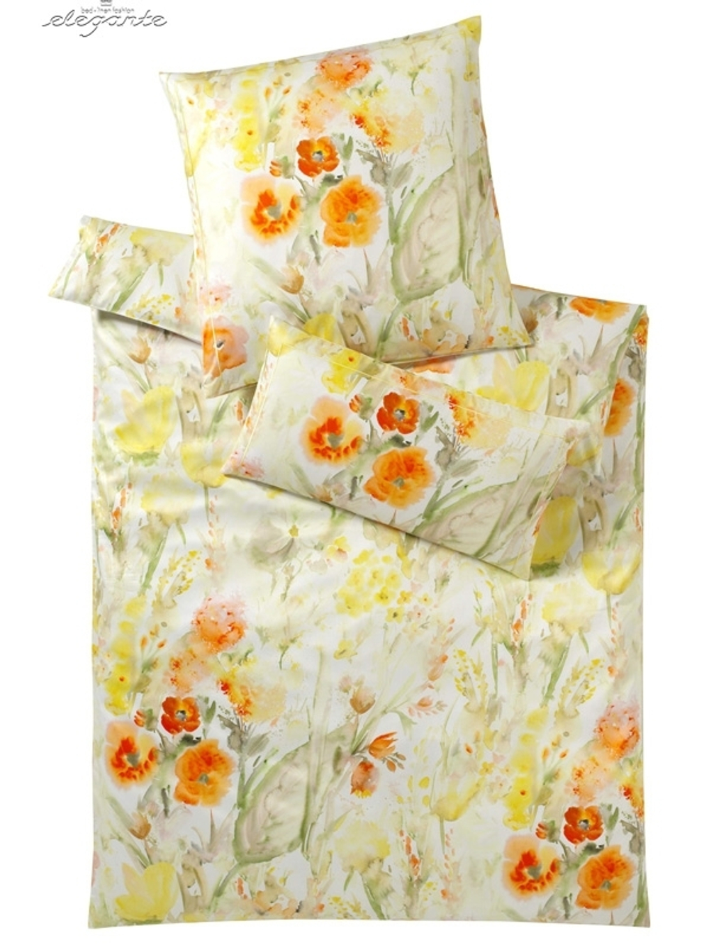 Постельное белье 2 спальное евро Elegante Avignon желтое без простыни Германия